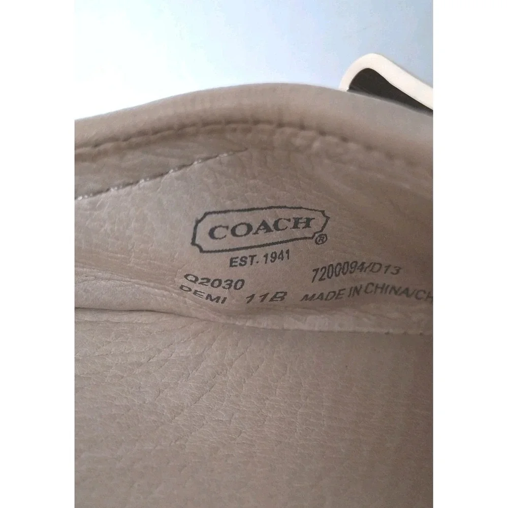 Coach DEMI Foldable Ballet Slip On Flats Size 11B Beige Black Gold Tone Bow - Picture 11 of 11
